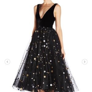 Monique Lhullier Black Velvet Party Dress
